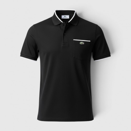 Lacoste Μαύρη Ανδρική Μπλούζα Polo με Τσέπη και Λευκές Λεπτομέρειες / Pre-Owned